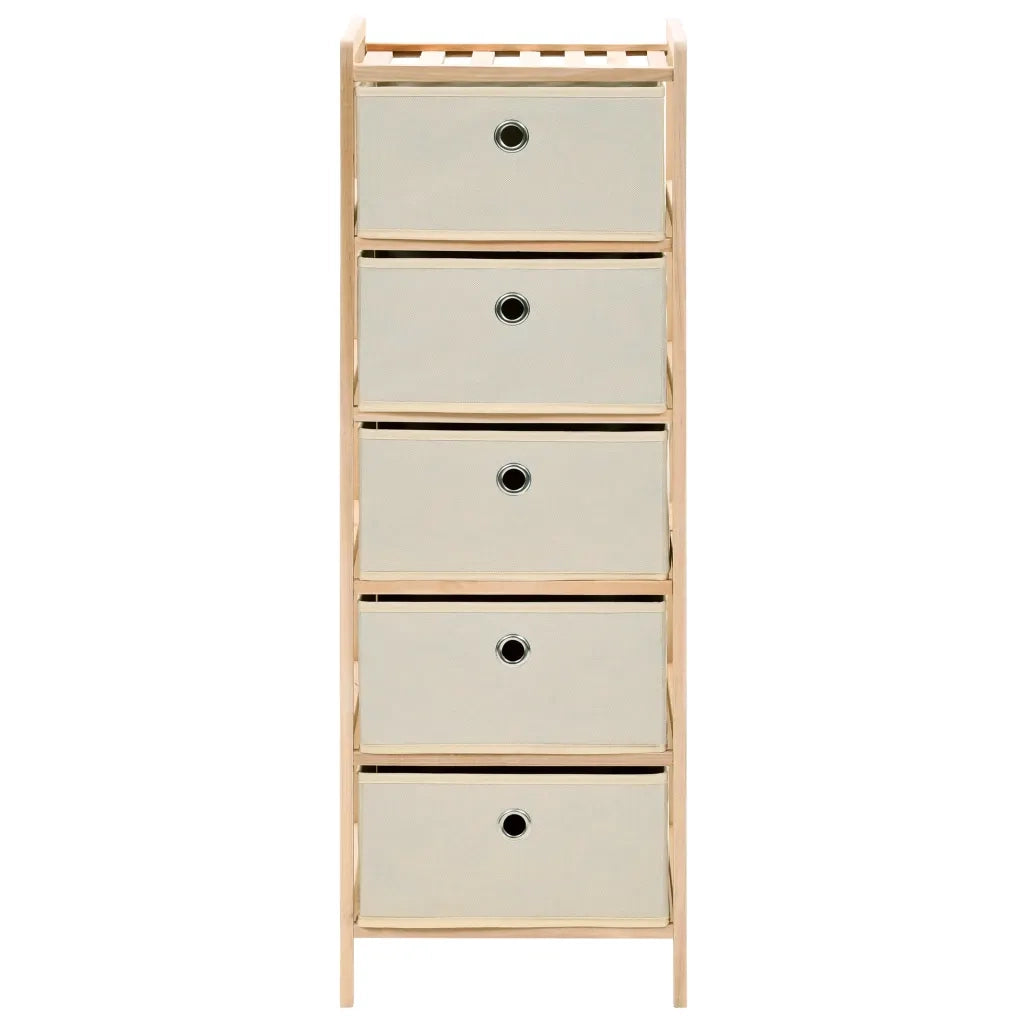 Armadietto in Cedro con 5 Cesti in Tessuto Beige cod mxl 53695