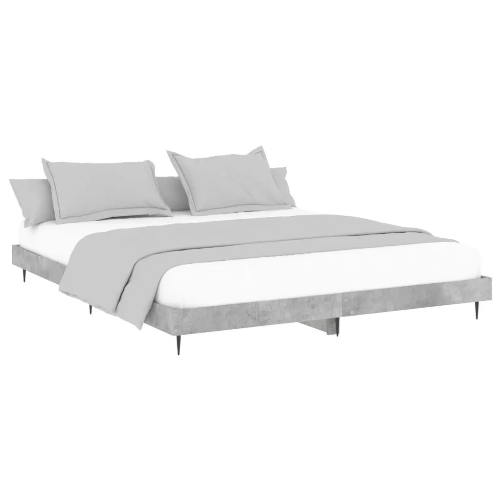 Letto matrimoniale | Letto per adulti | Giroletto Grigio Cemento 120x200 cm in Legno Multistrato