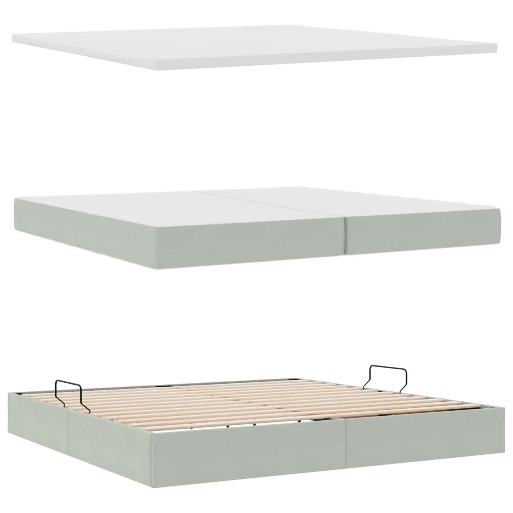 Letto con contenitore e LED Grigio chiaro 200 x 200 cm Velluto 3372807