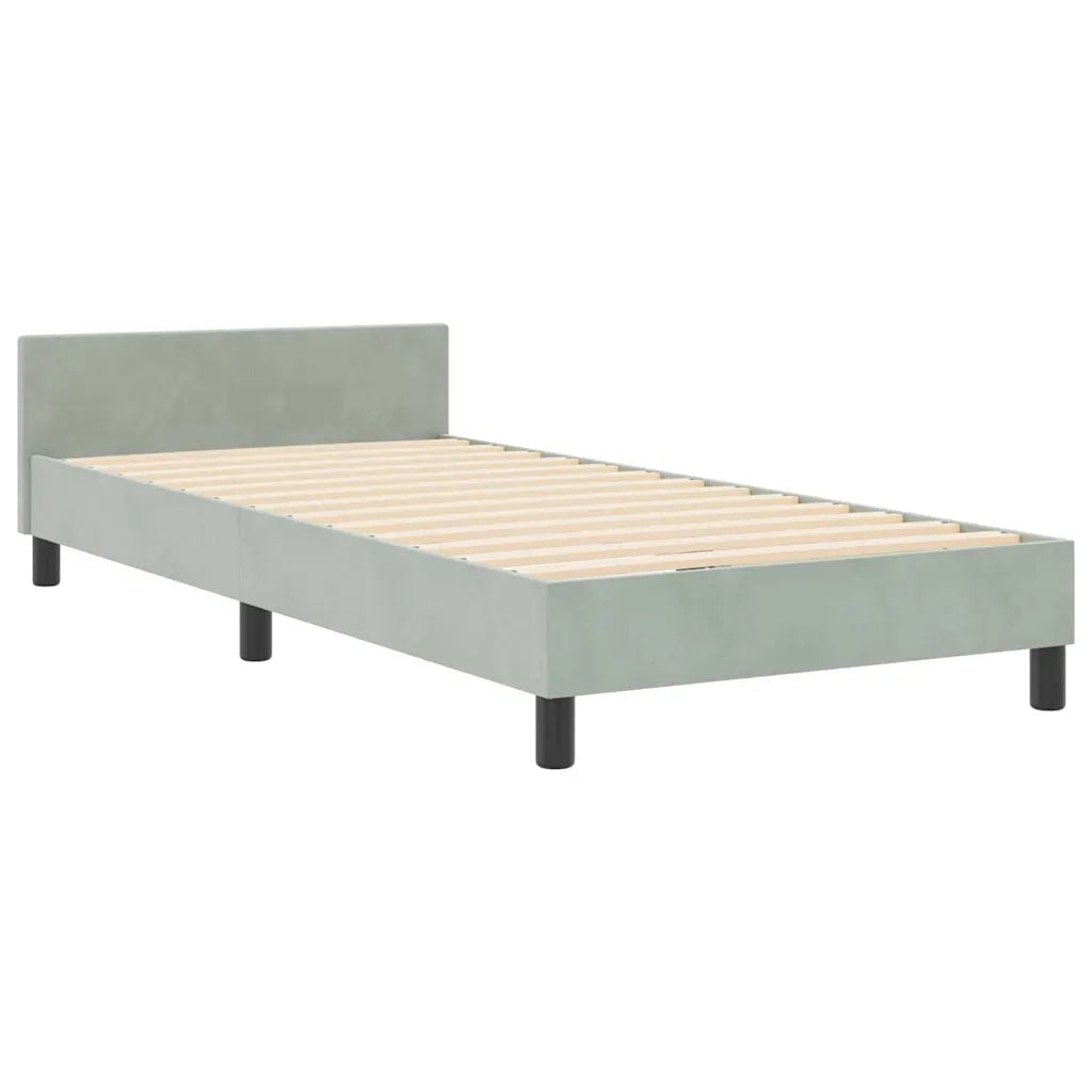 Letto a molle con testiera Grigio chiaro 90 x 190 cm Velluto