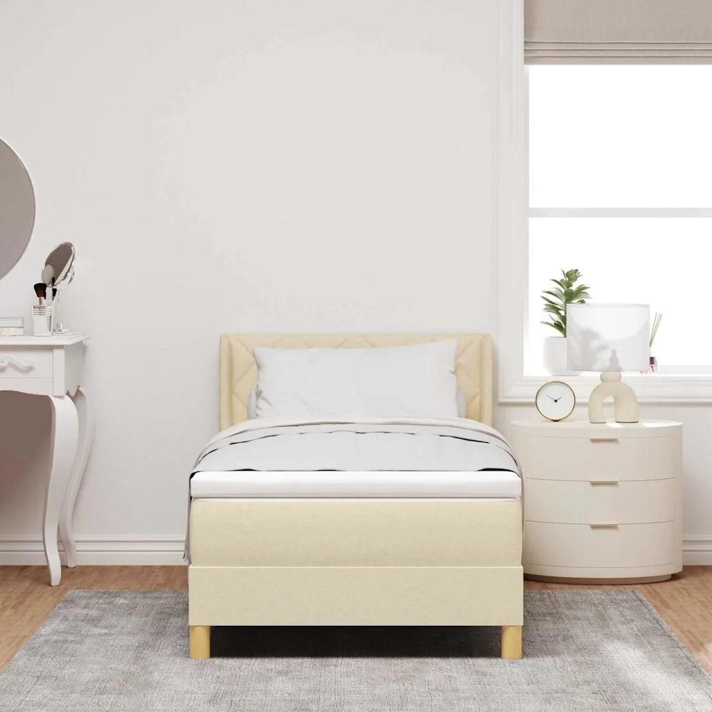 Letto a molle con materasso Crema 200 x 100 cm Tessuto 3341347