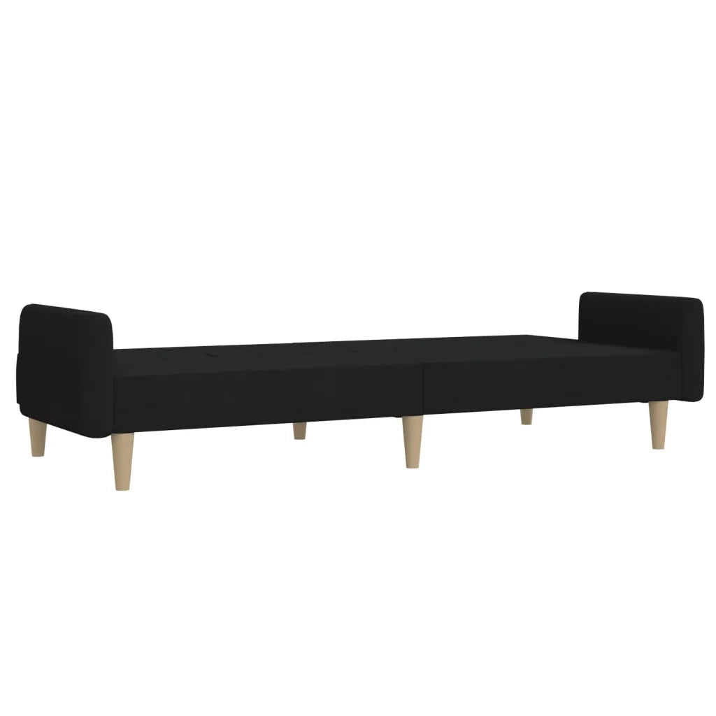 Divano Letto a 2 Posti Nero in Tessuto 375854