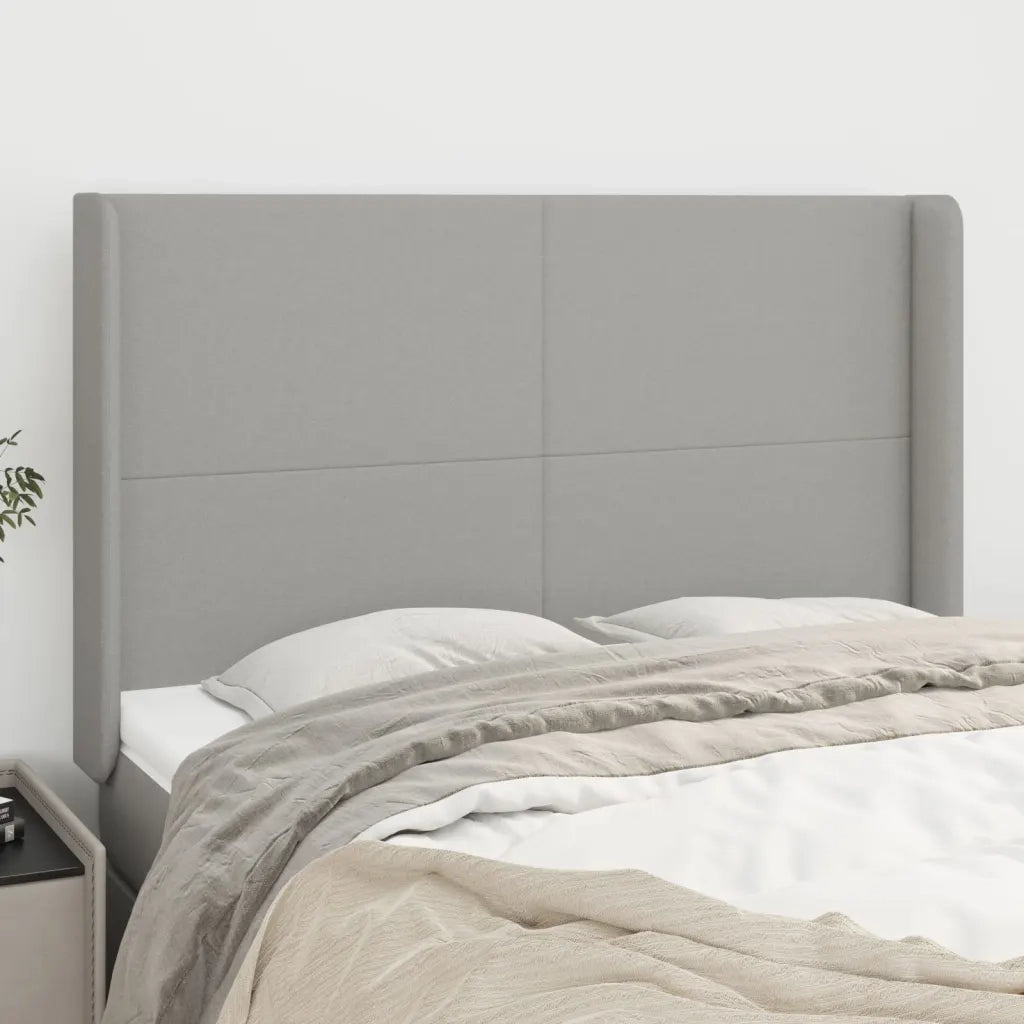 Testiera ad Orecchio-Testata con Orecchie Grigio Chiaro 147x16x118/128 cm in Tessuto 284414