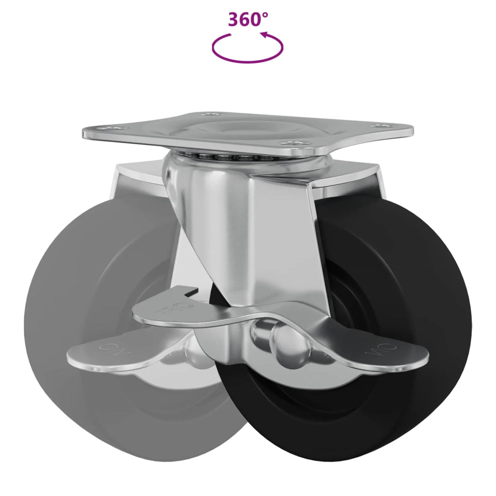 Ruota 2 pcs Nero e argento 50,7 x 50,7 x 24,4 mm Ferro e nylon 864760
