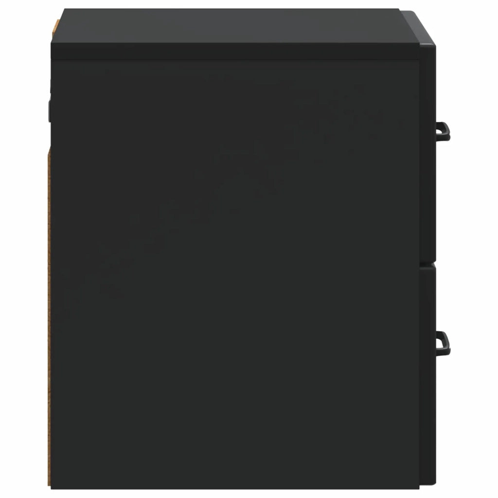 Set di 2 Comodini | Armadio da Notte | Mobiletto da notte a muro Nero 34,5 x 33 x 40 cm