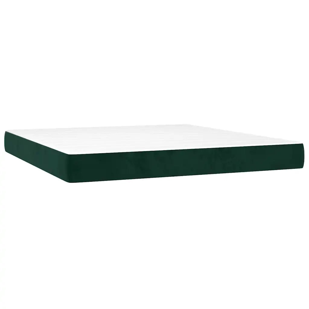 Letto a Molle con Materasso e LED Verde Scuro 180x200cm Velluto