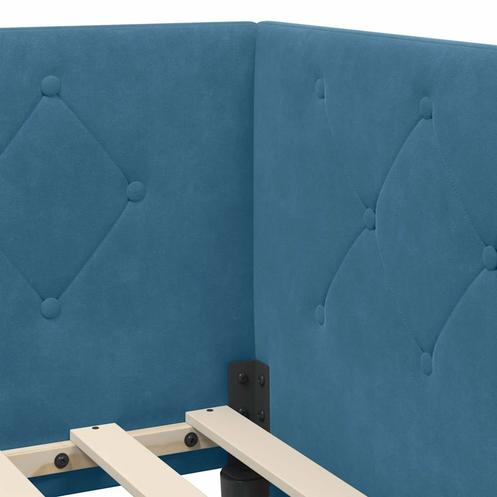 Cornice del letto ad angolo Blu 90 x 190 cm Velluto 3394071