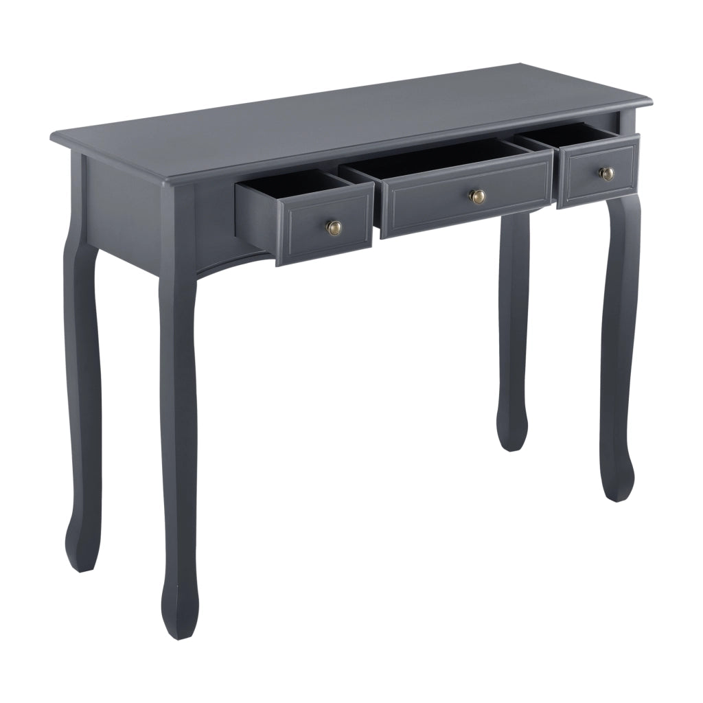 Tavolo Consolle Vintage con 3 Cassetti - Grigio Scuro [en.casa]