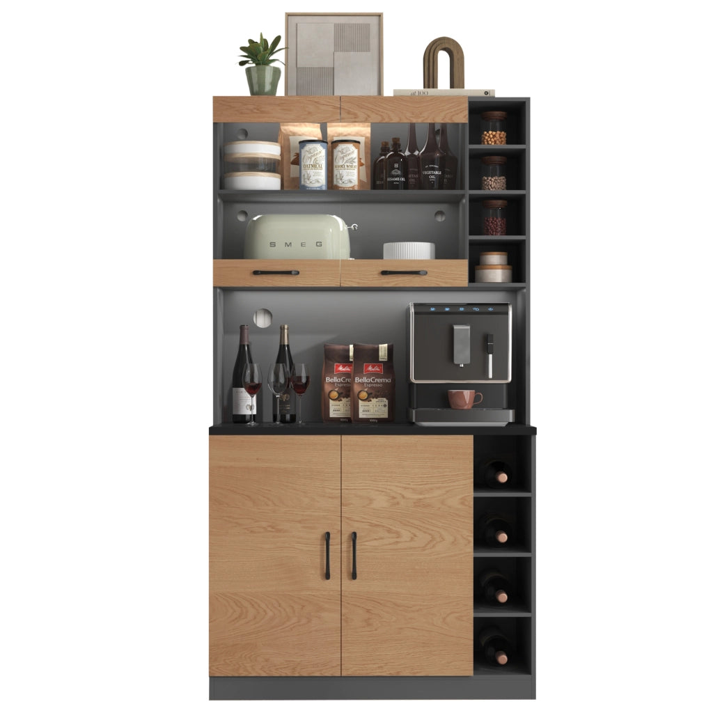 Mobile Cucina con LED ¨C MINIMAL ¨C Legno, Ripiani Regolabili, 100x47x187 cm