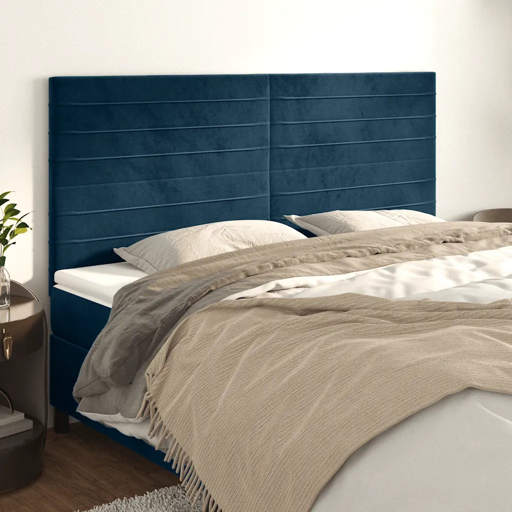 Testiera | Testata Blu Scuro 180x5x118/128 cm Velluto