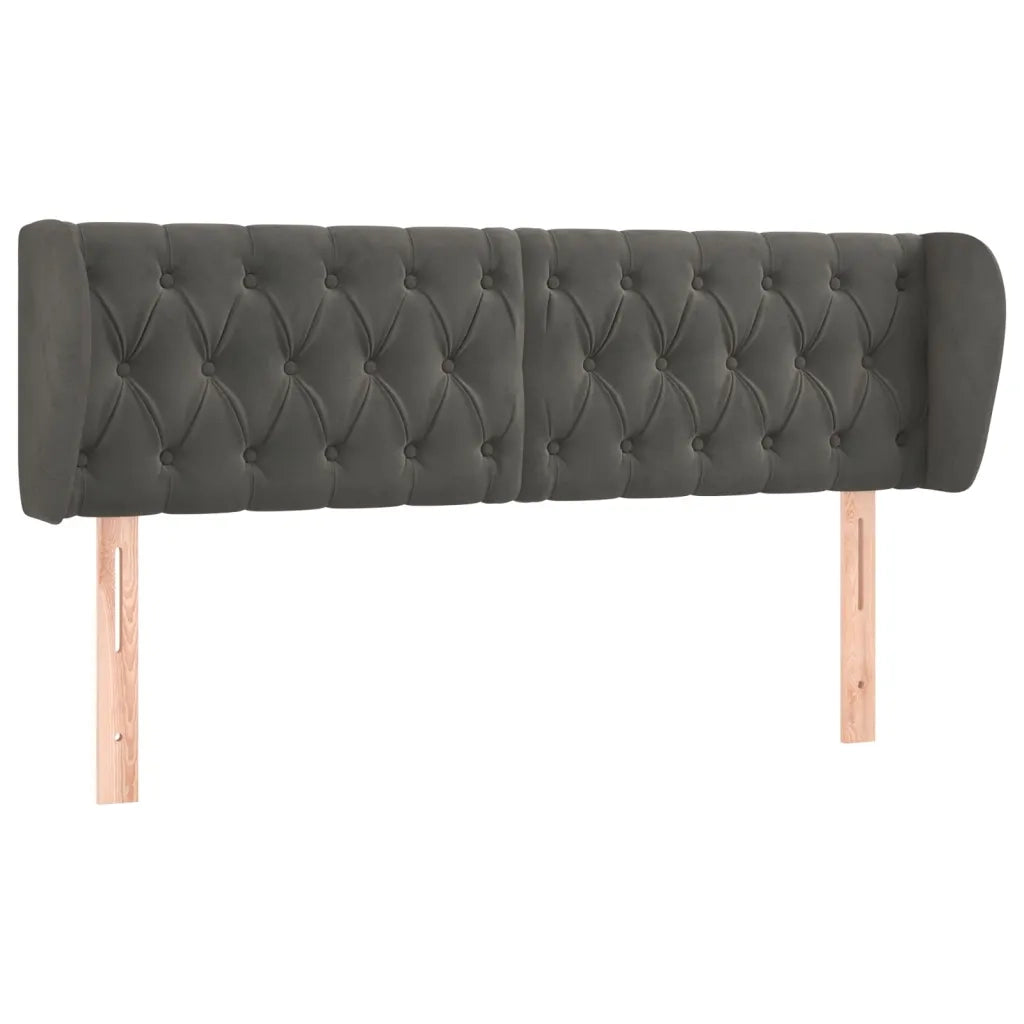 Testiera ad Orecchio-Testata con Orecchie Grigio Scuro 147x23x78/88 cm in Velluto 135740
