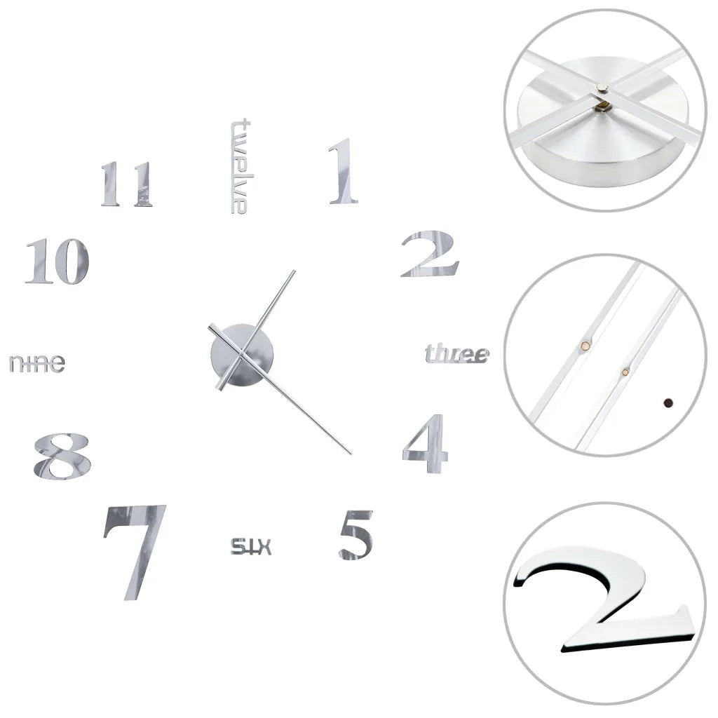 Orologio da Parete 3D in Stile Moderno 100cm XXL Argento 50636