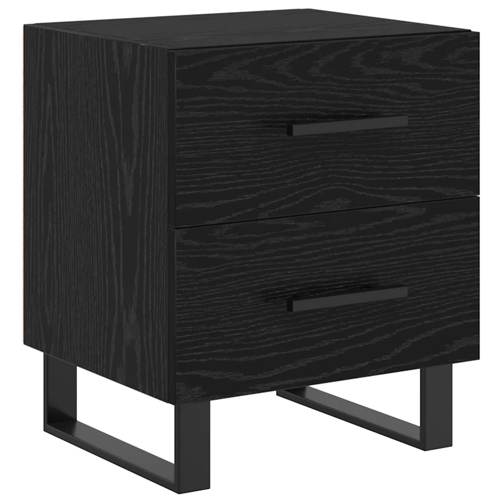 Comodino | Armadio da Notte | Mobiletto da notte con cassetto Rovere Nero 40 x 35 x 47,5 cm