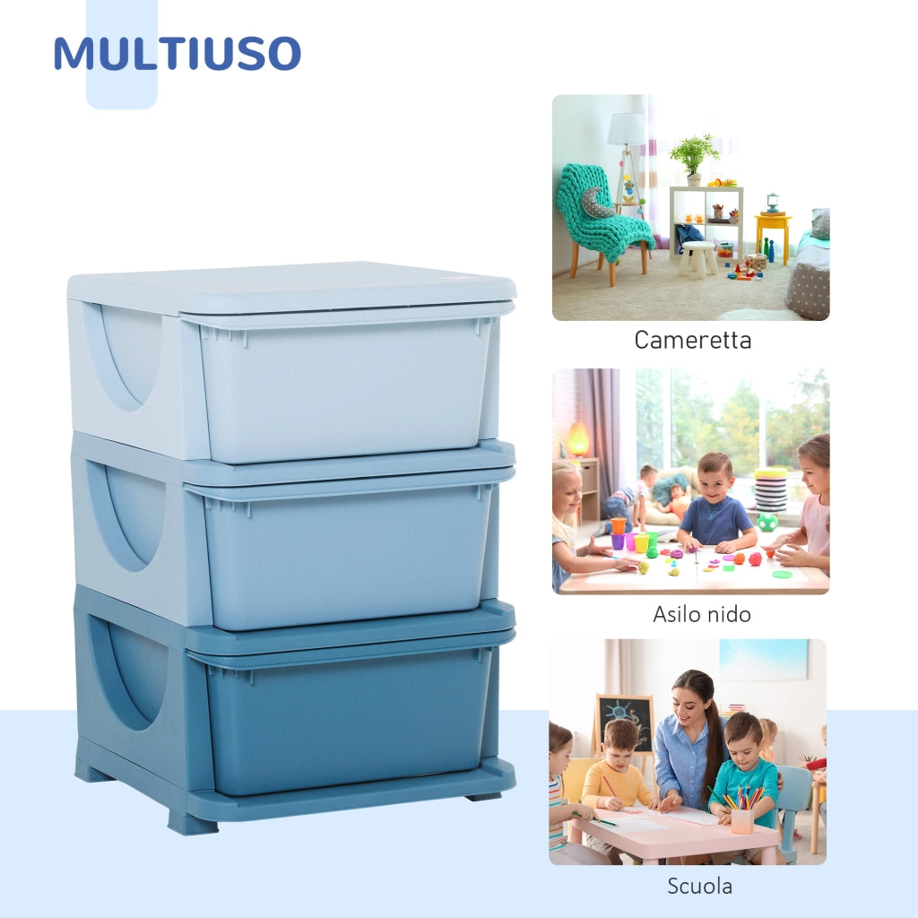 Cassettiera 6 Cassetti per Bambini ¨C Minimal ¨C Blu, PP, 37x37x56.5cm
