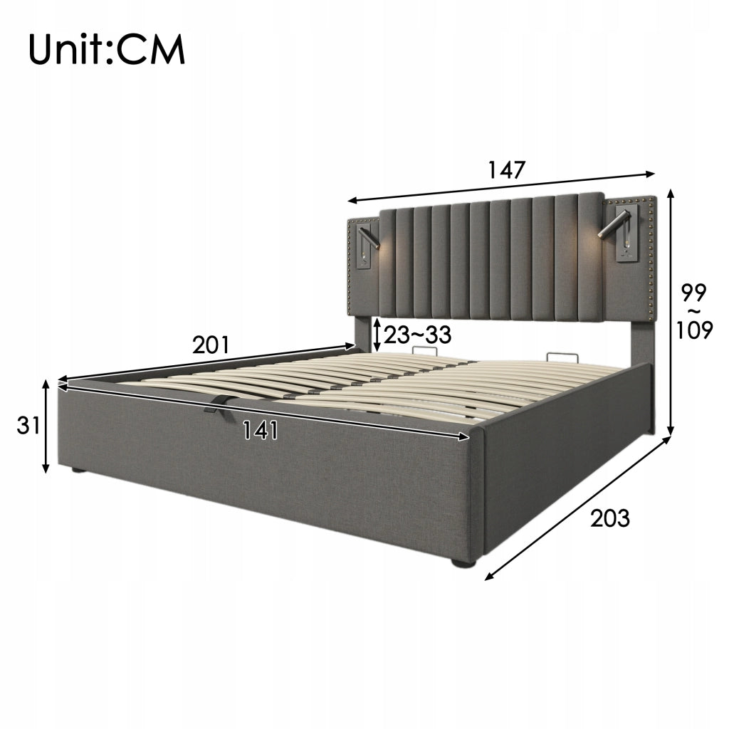 Letto singolo 140x200 grigio con rete e materasso - Xylo