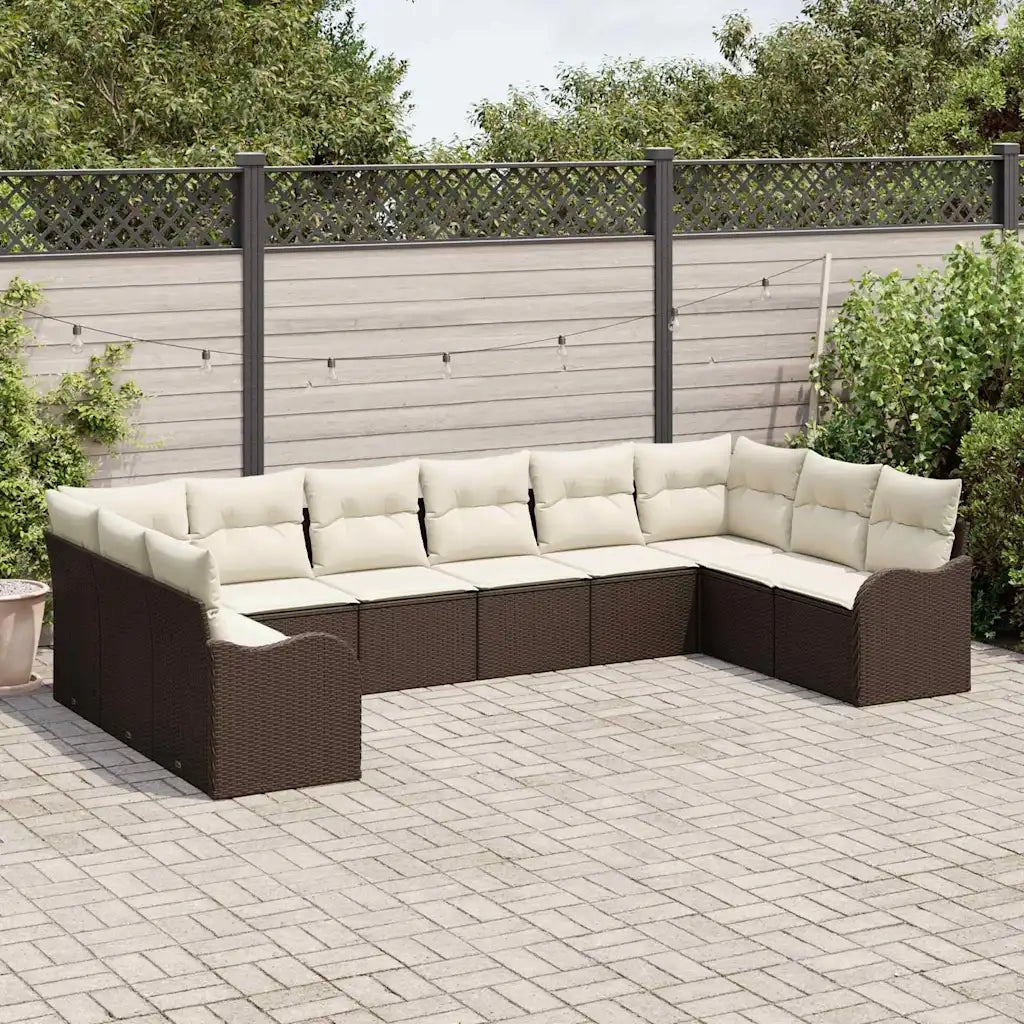 Set Divano da Giardino Marrone polyrattan