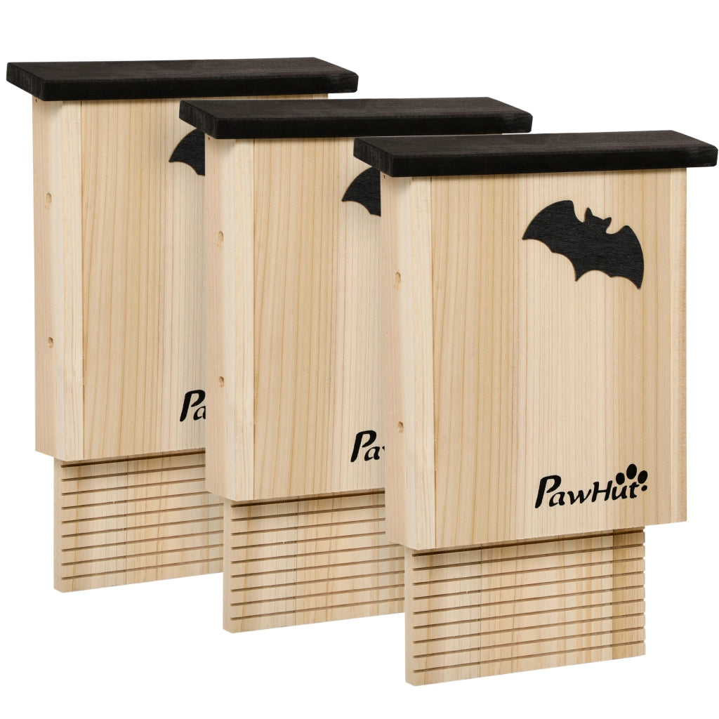Casa per pipistrelli 3 pezzi ¨C Xylo ¨C Legno di abete trattato, resistente alle intemperie, naturale e nero
