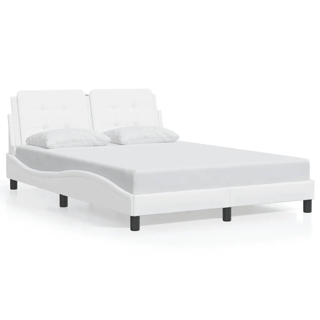 Letto matrimoniale | Letto per adulti | Giroletto senza Materasso Zadar Bianco 120x200 cm in Similpelle
