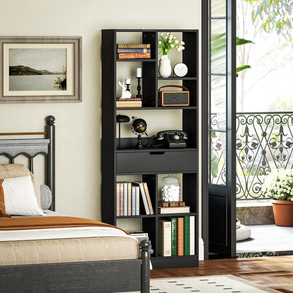 Libreria in Legno con Cassetto ¨C Minimal ¨C Nero 60x26x158