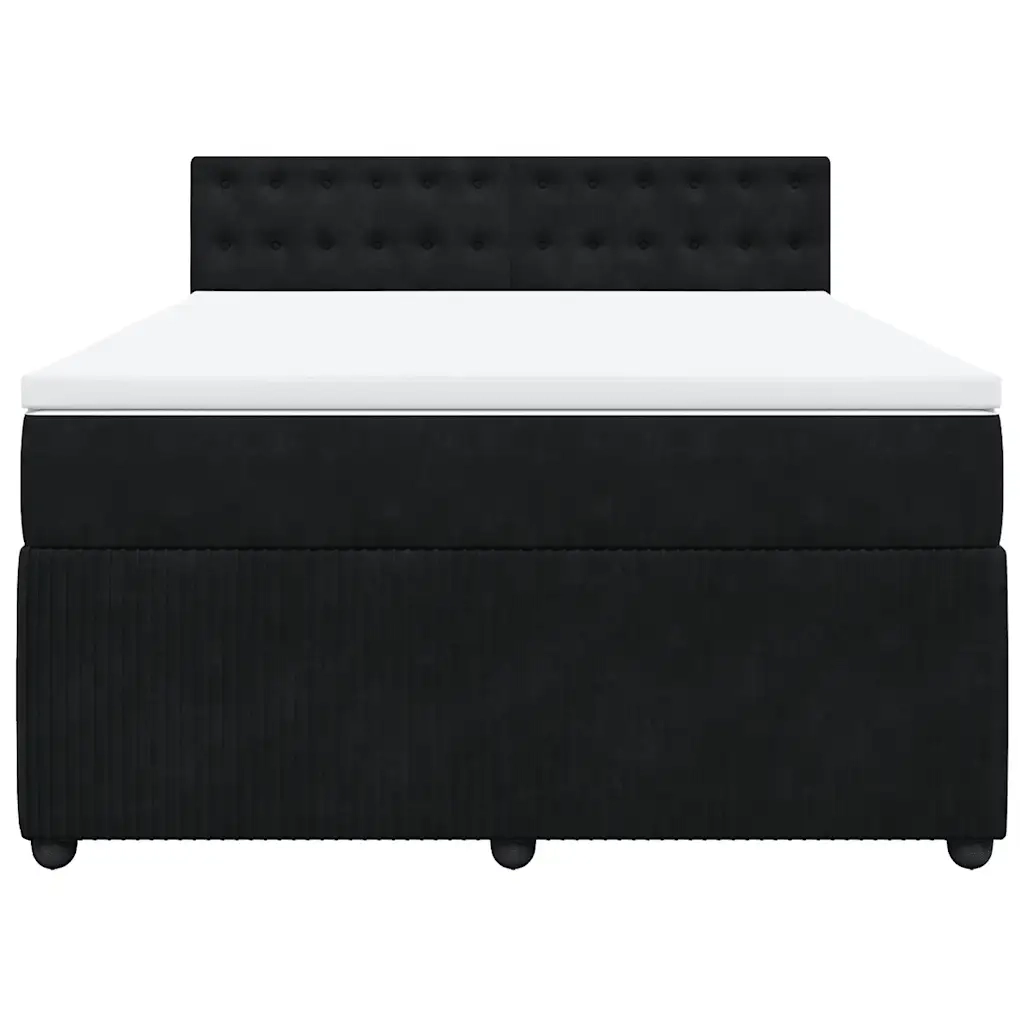 Giroletto a Molle con Materasso Nero 140x200 cm in Velluto 3287772