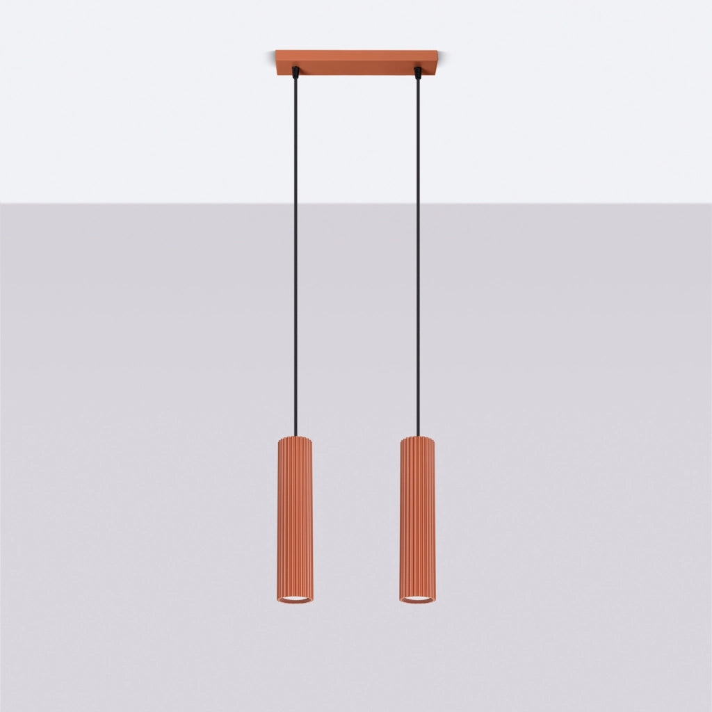 Lampada a sospensione KARBON 2 rosso ocra
