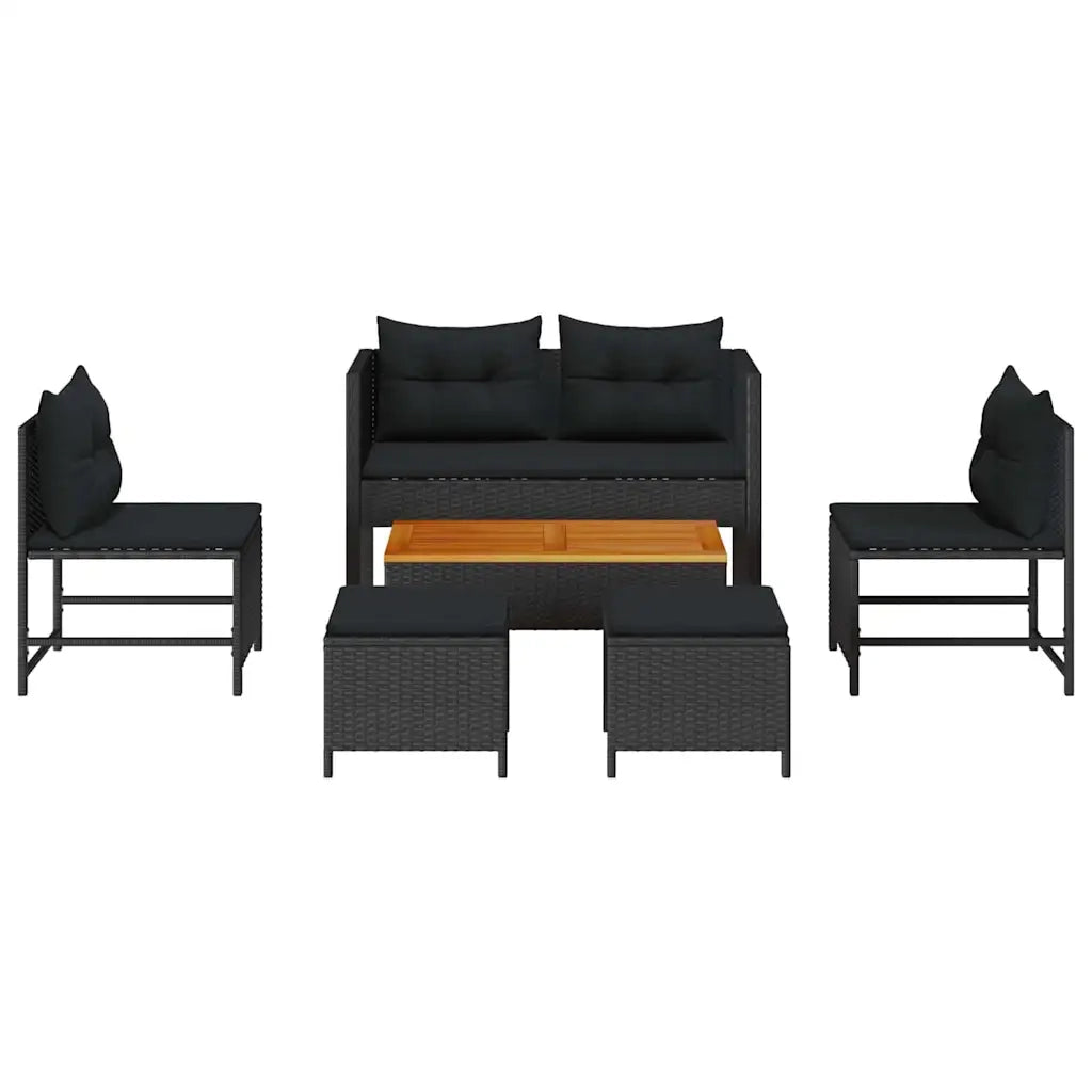 Set Divano da Giardino con cuscino 6 pcs Nero polyrattan 4104700