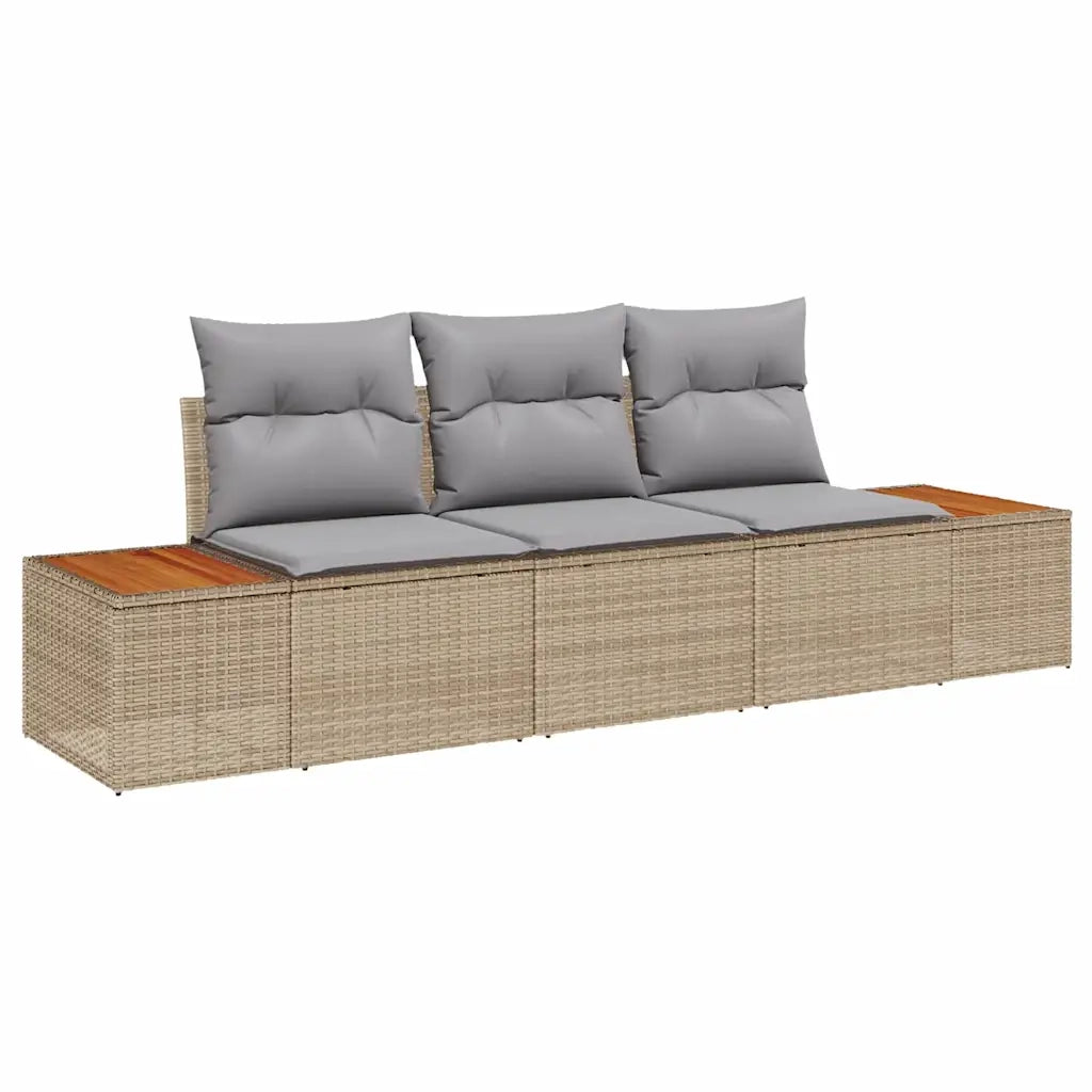 Set Divano da Giardino con cuscino 3 pcs Beige polyrattan 3348016