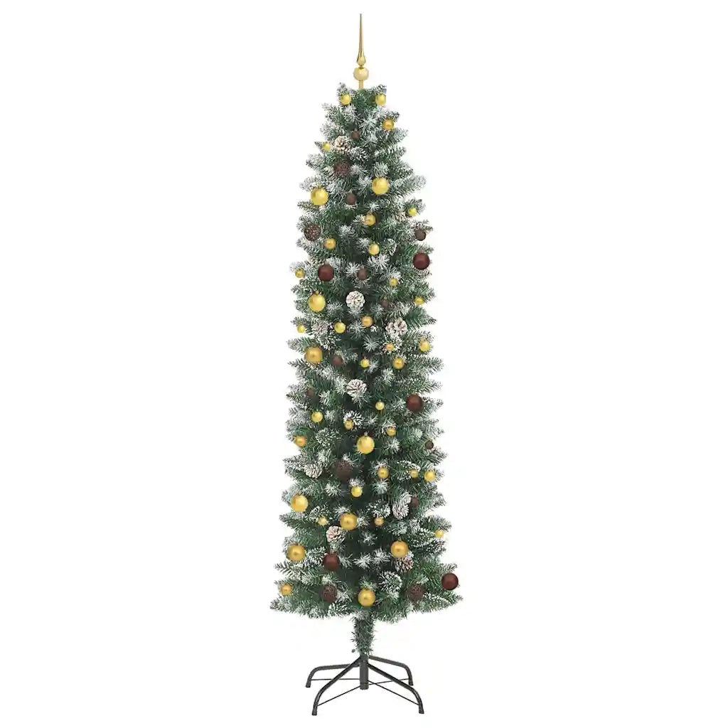 Albero di Natale Artificiale Sottile Verde e Bianco 240 cm 3395314