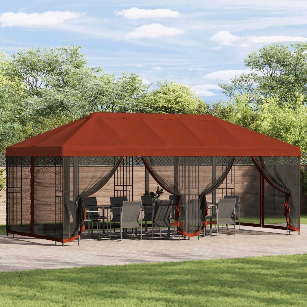 Gazebo con pareti laterali 6 x 3 m Terracotta 3375997