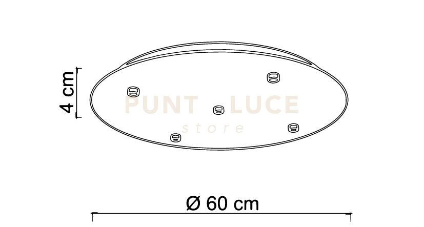 BASE-5L B LED base tonda d.60cm bianco opaco 5 luci led integrato