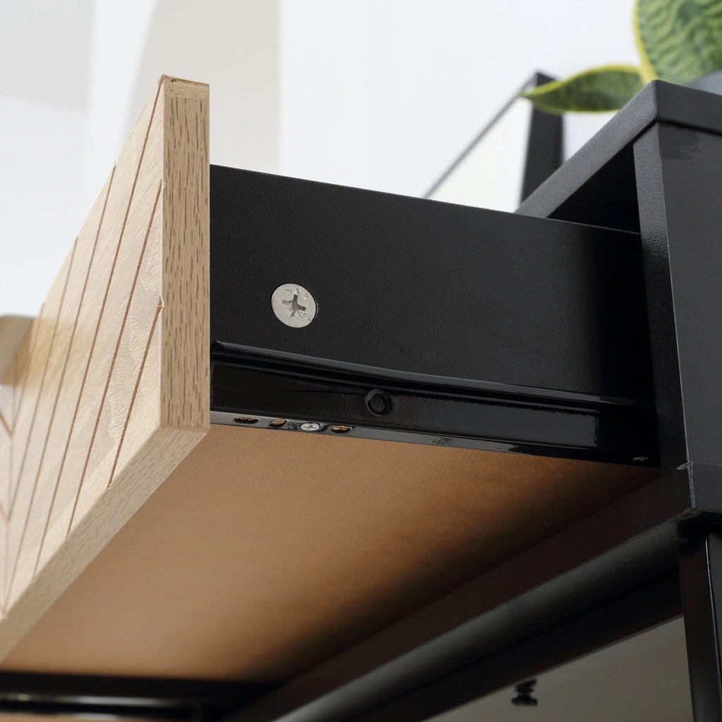 Tavolino con 2 cassetti ¨C Minimal ¨C nero e rovere