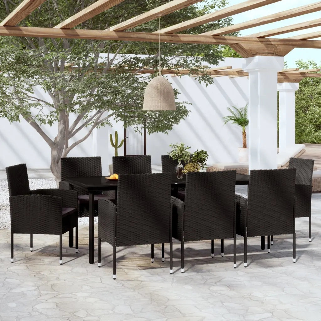 Set da Pranzo da Giardino 9 pz Nero 3099618