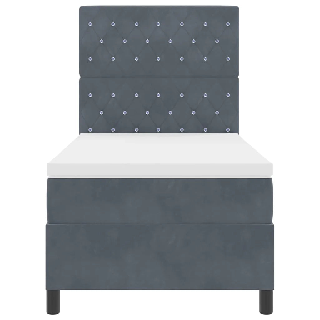 Letto a molle con materasso Grigio scuro 90 x 190 cm Velluto 3339735