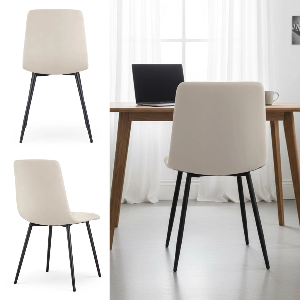 Sedia in velluto trapuntata NERO Beige gambe nere