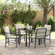 Set da Pranzo per Giardino con cuscino 5 pcs Nero polyrattan