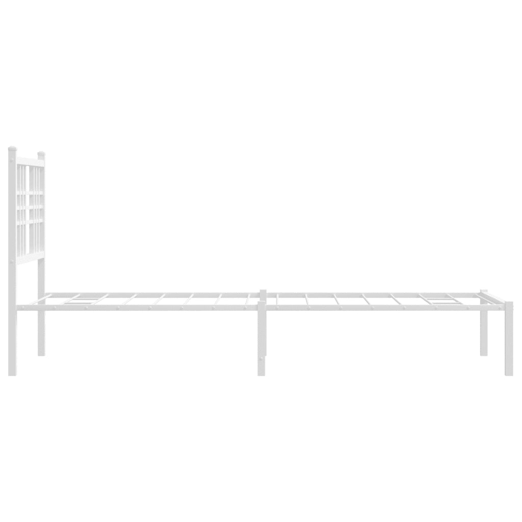 Letto singolo | Letto per adulti | Giroletto senza Materaso con Testiera Metallo Bianco 75x190 cm