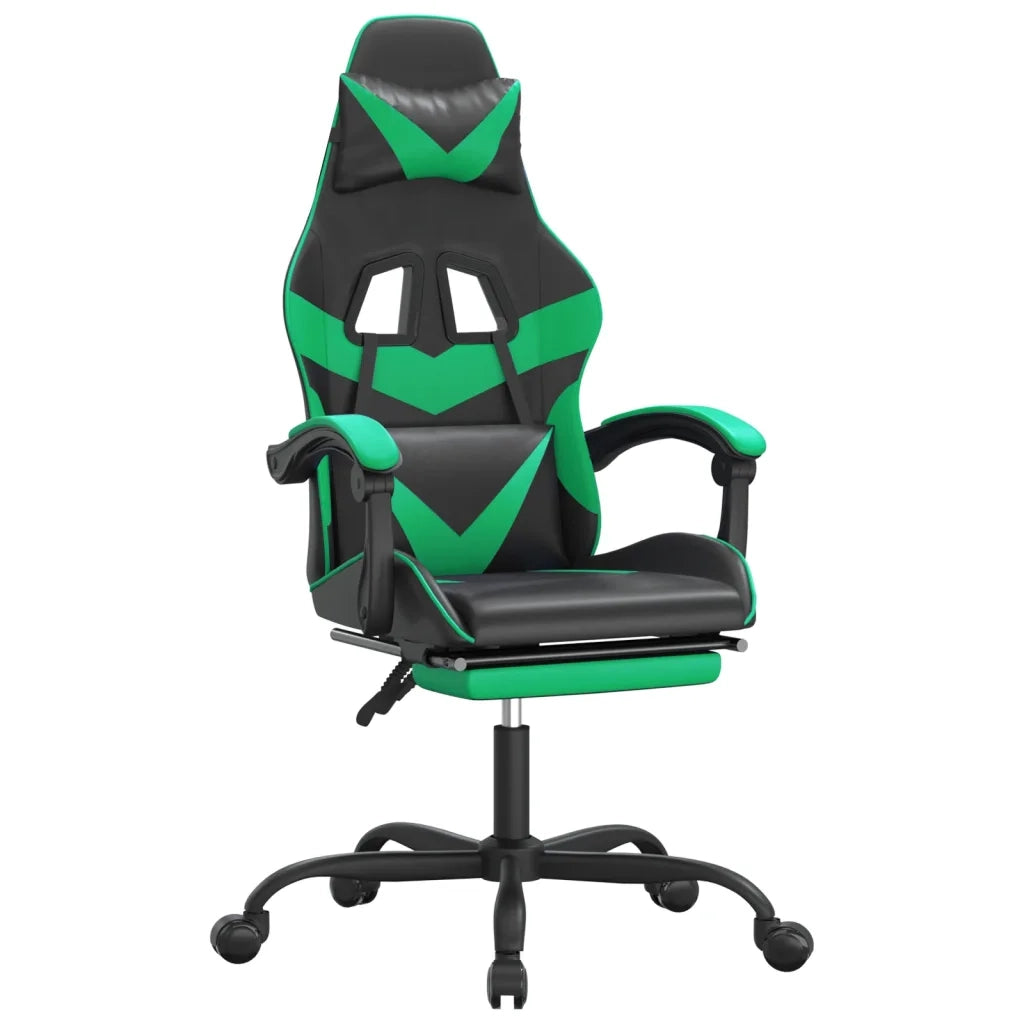 Sedia da Gaming con Poggiapiedi Nero e Verde in Similpelle 3143857