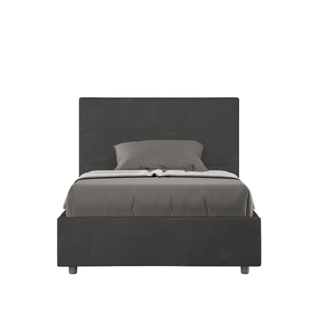 Letto una piazza e mezza senza rete imbottito 120x210 microfibra grigio Mika