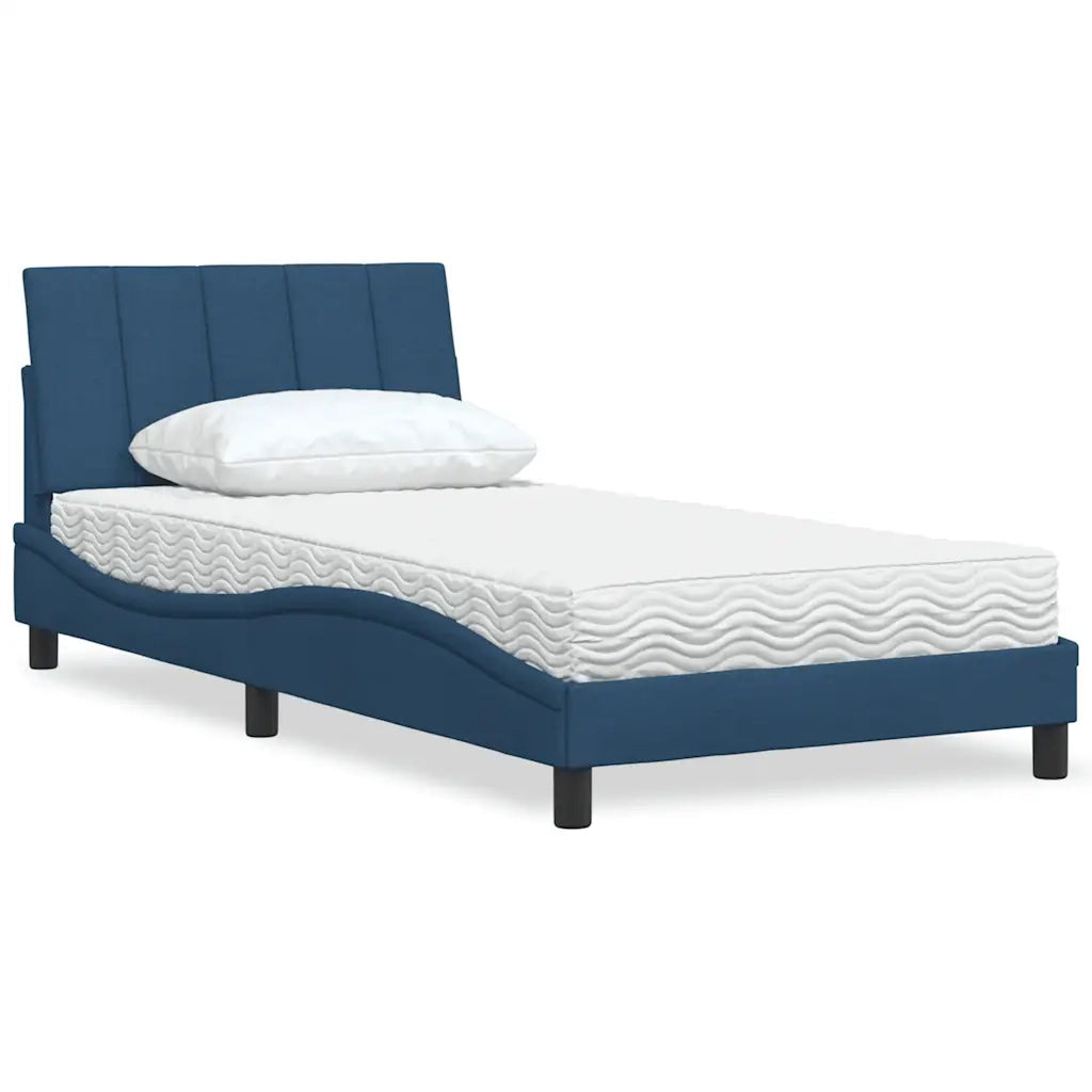 Letto con Materasso Hanko Blu 100x200 cm in Tessuto 3310516