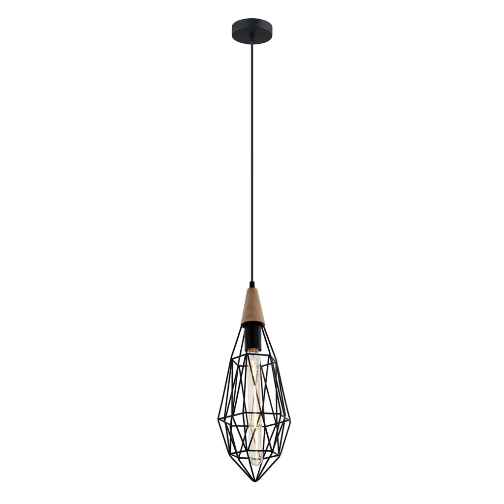 Lampada a sospensione Maelle nera griglia E27 40W Italux