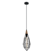 Lampada a sospensione Maelle nera griglia E27 40W Italux