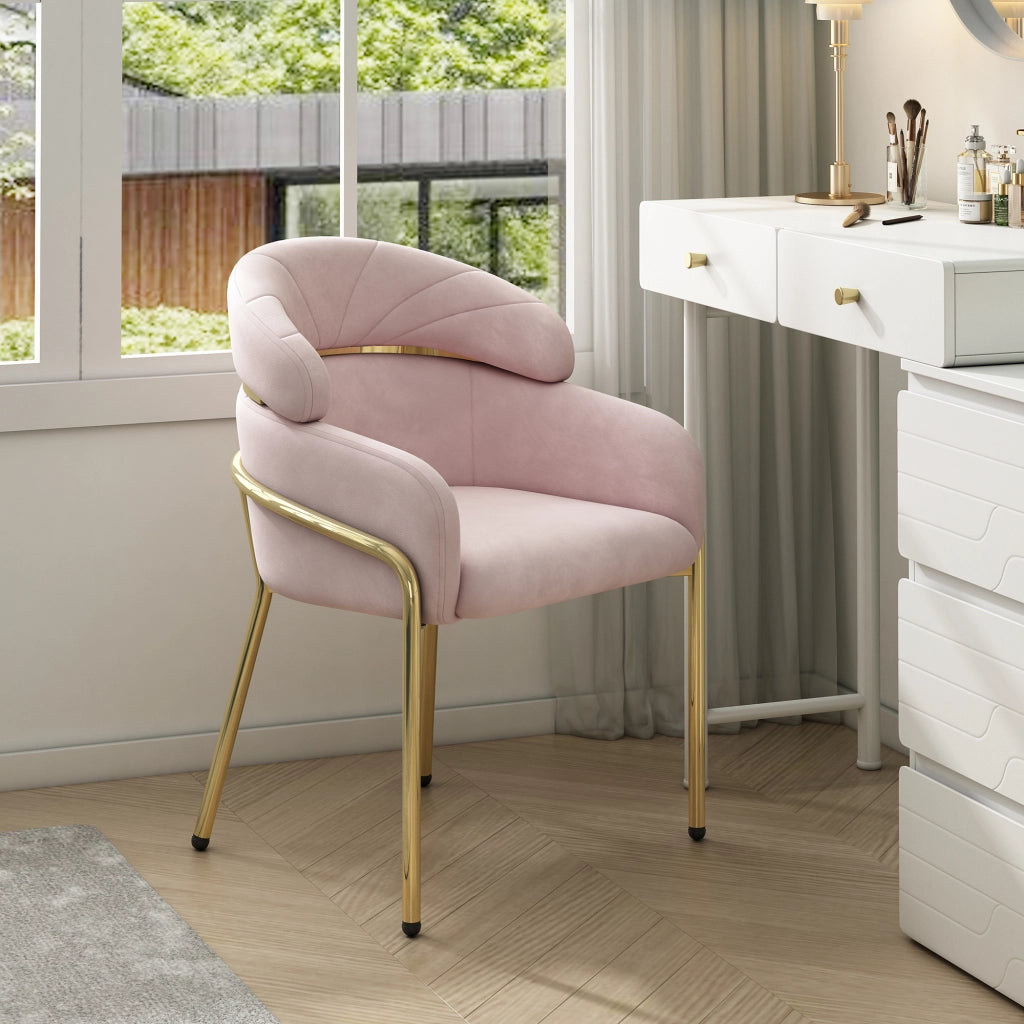 Sedia da Pranzo in Velluto con Gambe in Metallo ¨C MINIMAL ¨C Rosa