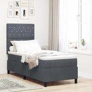 Letto a molle con materasso Grigio scuro 80 x 200 cm Velluto 3339729