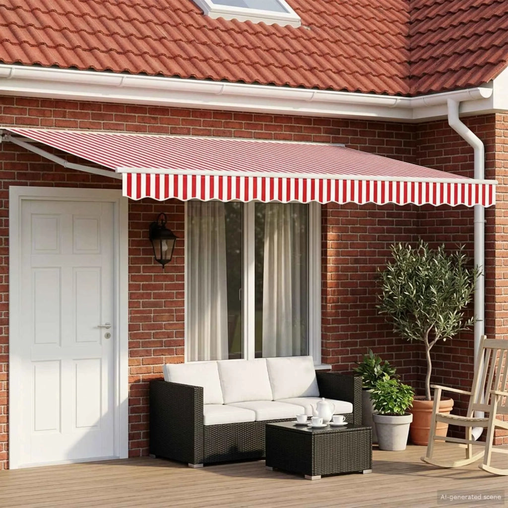 Tenda retrattile manuale Rosso e Bianco 5 x 3 m 3420334