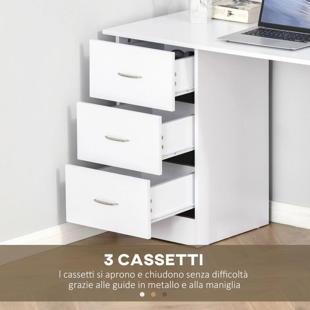 Scrivania per computer con cassetti e ripiani ¨C Xylo ¨C legno bianco 120x49x72cm