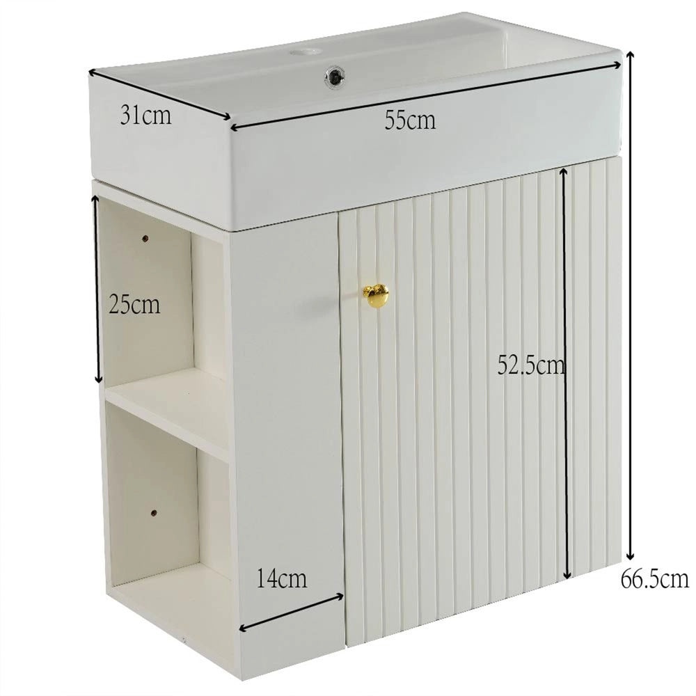 Mobile Bagno con Lavabo e Sottolavabo Pensile 55 cm ¨C Xylo ¨C Bianco