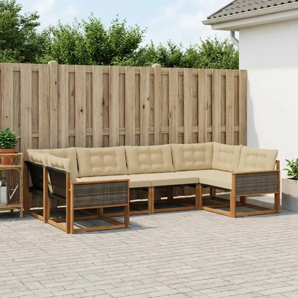 Set di divani da esterno con cuscino 6 pcs Naturale e Beige 3381645