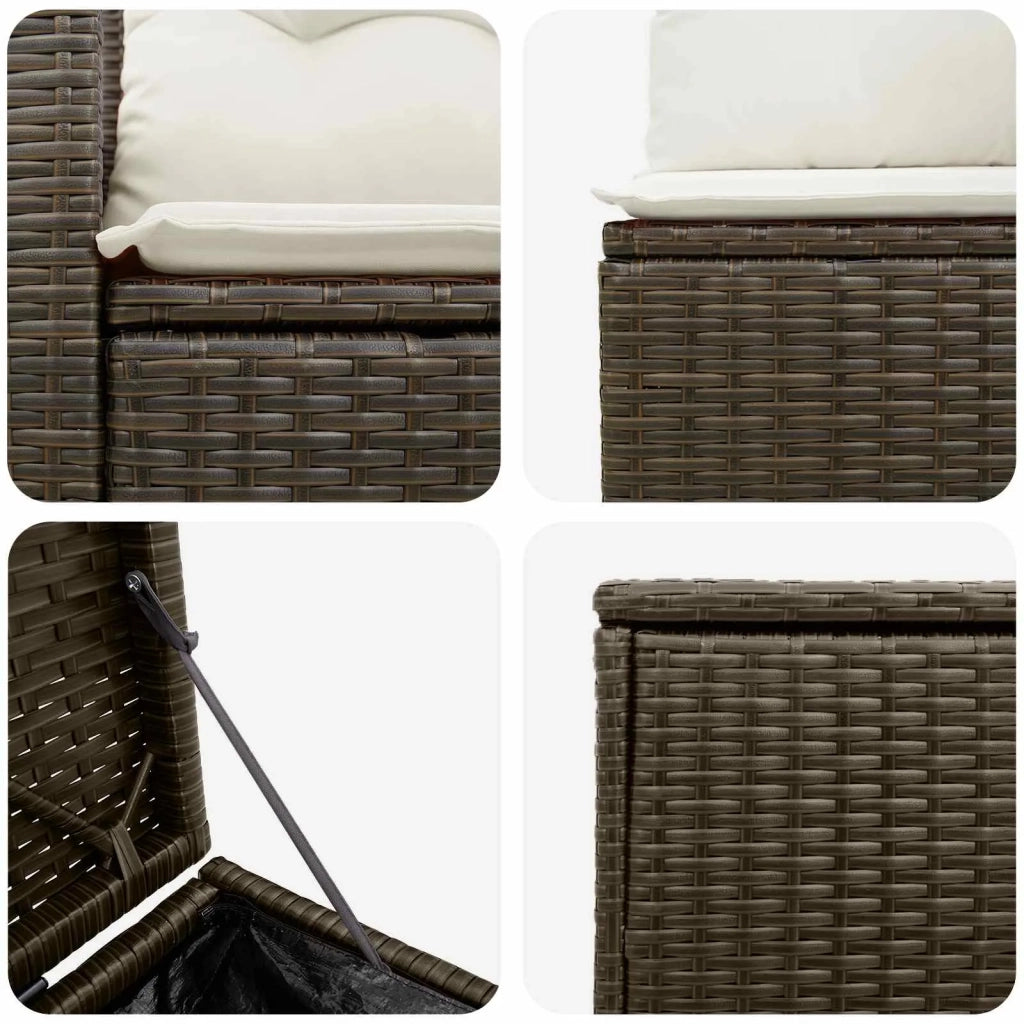 Set di divani 5 pz Marrone e Bianco Crema 3447916