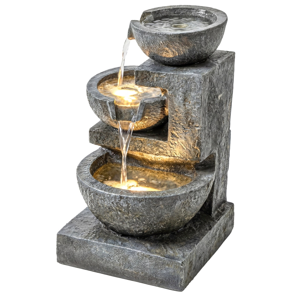 Fontana da Giardino con LED e Pompa ¨C Minimal ¨C 40x37x61 cm Multicolore