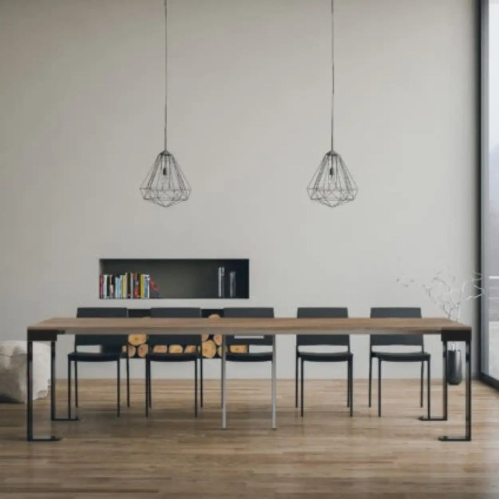 Consolle allungabile 90x40/300 cm Tecno Evolution noce telaio e gambe antracite